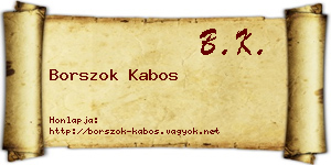 Borszok Kabos névjegykártya